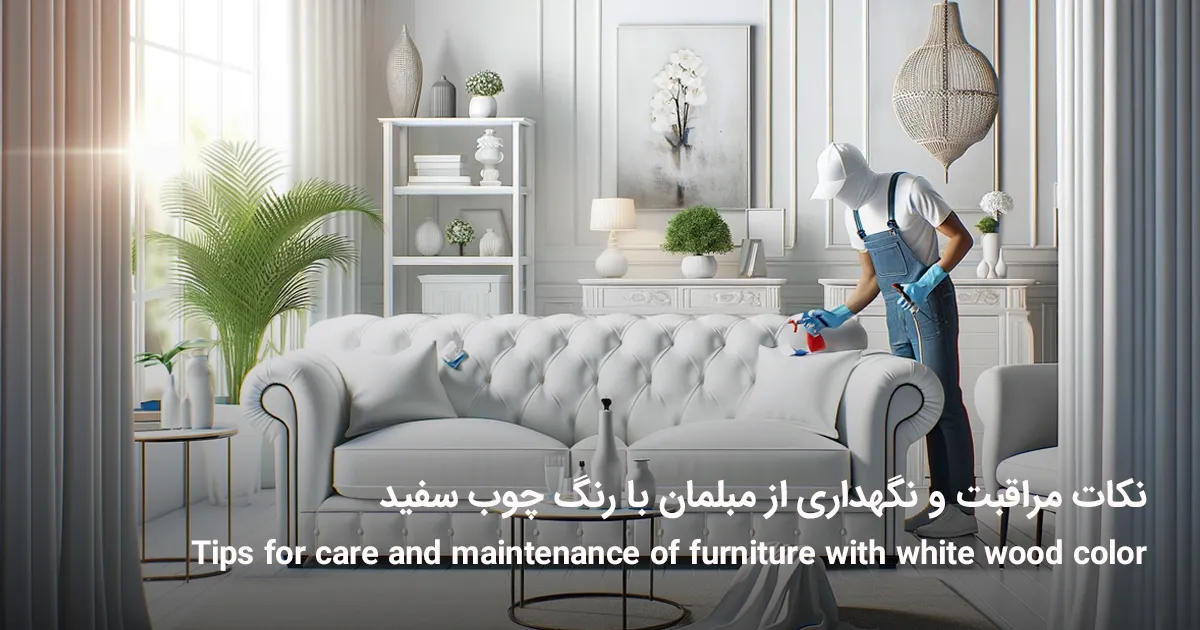 راه حل پیشنهادی استفاده از یک پوشش محافظ برای کنترل پذیری و مقاومت بیشتر در برابر لکه ها. این صحنه یک اتاق نشیمن مدرن با تمرکز بر یک مبل سفید مجلل و اقدامات عملی برای محافظت از آن را به تصویر می کشد.