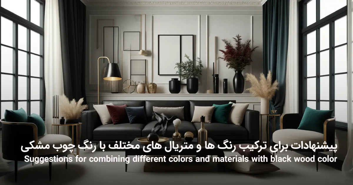 پیشنهادات برای ترکیب رنگ ها و متریال های مختلف با رنگ چوب مشکی